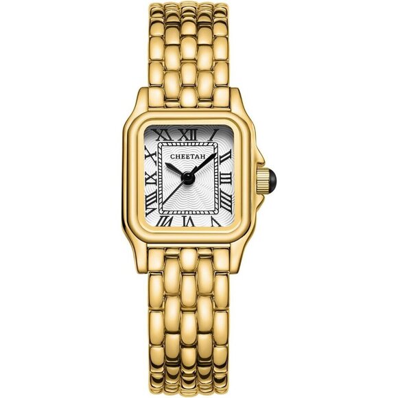 Gold Watches for Women Vintage Bracelet Small Rectangular Case Roman Dial main image 4